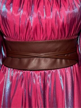Wide Brown Leather Obi Belt - Women Accessories